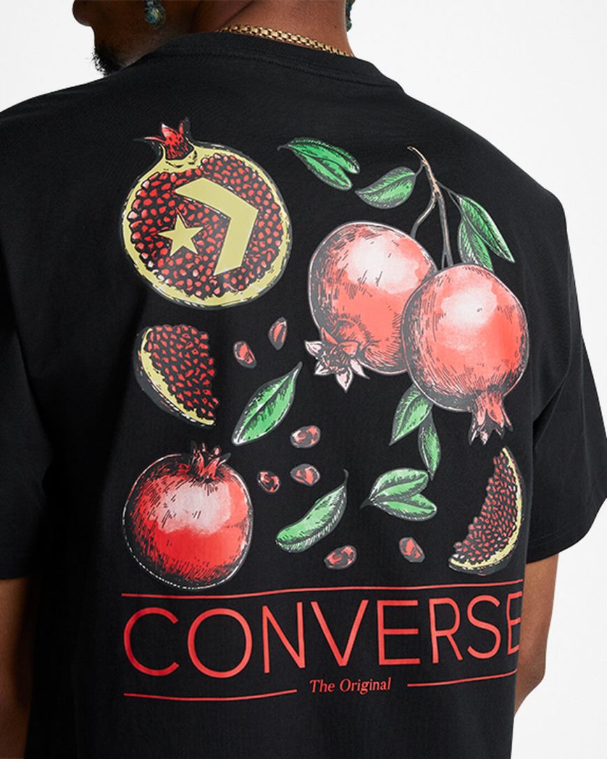 Camiseta Converse Pomegranate Gráficas Masculino Pretas | PT C0470P8